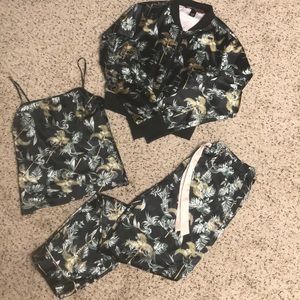 Victoria’s Secret 3 Piece Rare Tropical Satin PJ